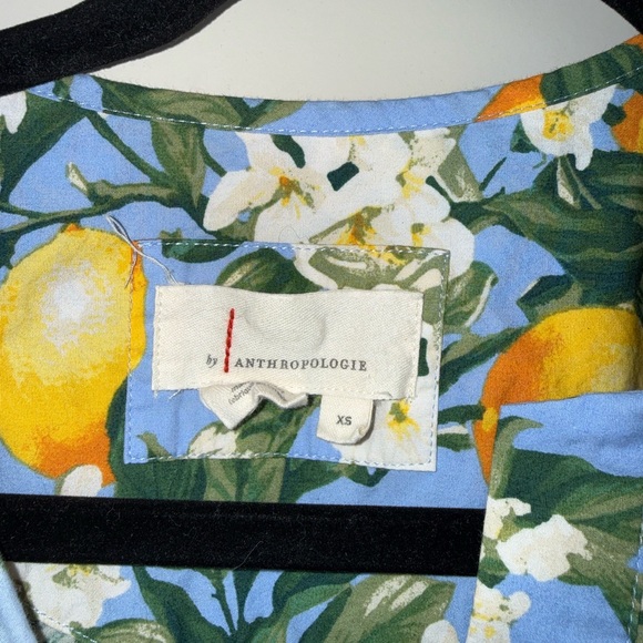 Anthropologie Somerset Tiered Maxi Dress in Iris Blue with Lemons - Size XS‎ - Picture 4 of 11